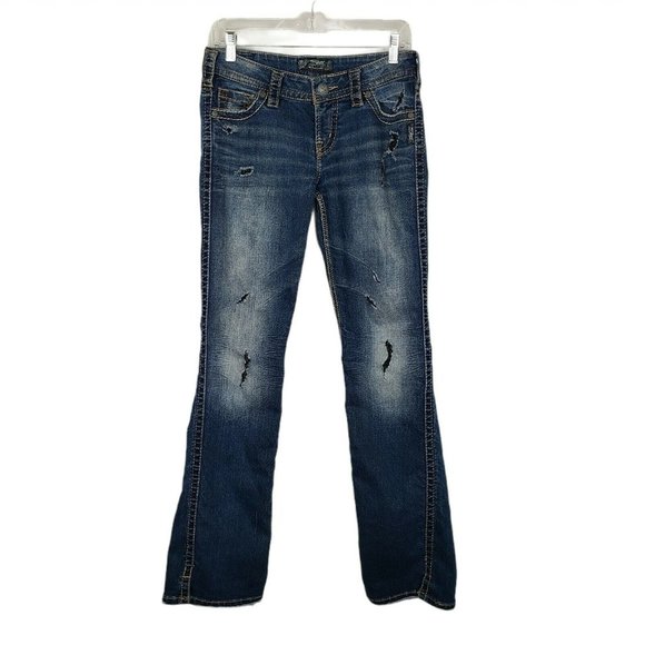 Silver Women's Bootcut Jeans Size 28x33 Distressed - Picture 1 of 12